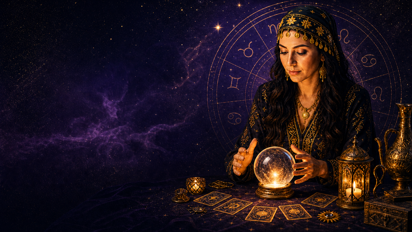 Kristal küreyle yorum yapan Falcı Ana